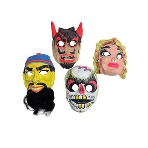 Ben Cooper Halloween Masks Adult OS Multicolor Fair Vintage Set of 4 Plastic